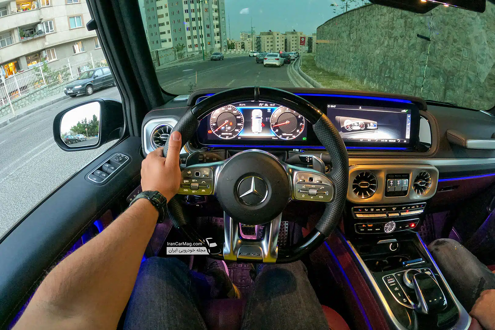 رانندگی با مرسدس بنز G63 AMG در تهران توسط حسن رزاقی خبرنگار خودرو